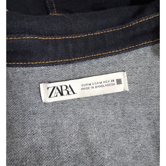 Zara Women's Dark Blue Gold Button Up Long Sleeve Maxi Denim Dress Size M - Picture 7 of 7